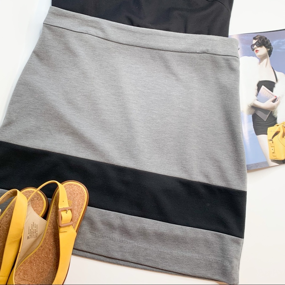 Ann Taylor LOFT Colorblock Gray Pencil Skirt Sz 4